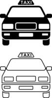 Minimalist Black and White Taxi Icons in Frontal View vector