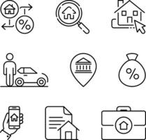 Modern Real Estate Finance Icon Set in Minimalist Line Style for Digital and Print Use vector