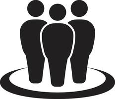 Teamwork Icon with Three Human Figures in Circular Boundary vector