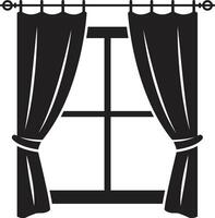 Elegant Minimalist Window Illustration with Flowing Curtains in Silhouette vector
