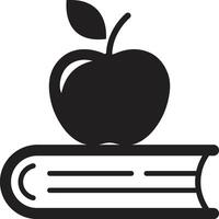 Apple on Open Book Icon Symbolizing Knowledge and Education vector