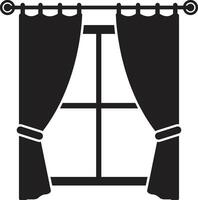 Minimalist Window Illustration with Flowing Curtains in Silhouette vector