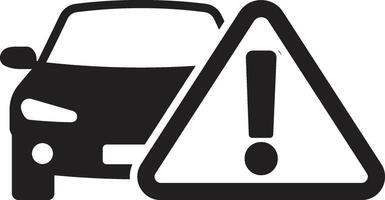 Minimalist Car and Warning Triangle Icon Symbolizing Automotive Alert or Hazard vector