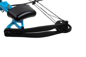 Close-up of compound bow limb and cam system, showing pulley mechanism and string alignment, isolated on white back photo