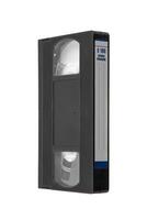 Retro VHS cassette with a blank label and E-180 high grade marking, isolated on white back photo