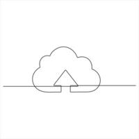 continuous one line drawing concept involving cloud storage and climate symbolism illustration vector