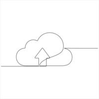 Continuous line drawing Cloud Upload Icon Data Transfer and Storage illustration vector