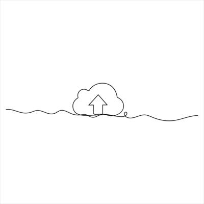 Continuous line drawing Cloud Upload Icon graphics