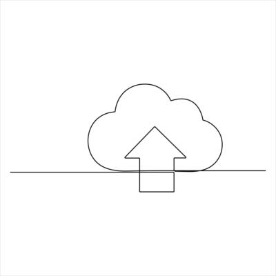 Continuous line Cloud Upload Icon Data Transfer and Storage