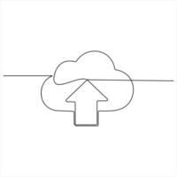 Continuous line Cloud Upload Icon Data Transfer and Storage isolated vector