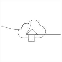 One continuous line drawing Cloud Upload Icon Data Transfer and Storage illustration vector