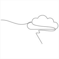 Cloud with Lightning single line drawing vector