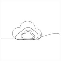 Continuous line art drawing of Cloud Upload Icon graphics vector