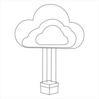 Single Cloud computing and data transfer concept, internet technology drawing vector