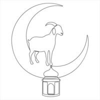 one continuous line drawing happy eid al adha continuous line draw design graphic illustration vector