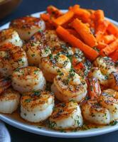 Grilled Shrimp with Carrots and Broccoli photo