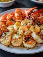 Grilled Shrimp Salad with Avocado and Tomatoes photo