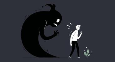 A man is standing next to a giant monster vector