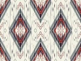 an abstract ikat pattern with red, blue and white colors design for background backdrop carpet wallpaper clothing vector