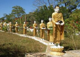 A row of statues of buddhas photo