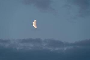 The moon is seen in the sky with clouds photo