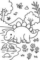 Coloring Dino Babies at Play vector