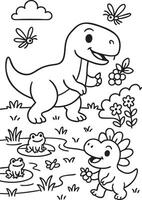 Adorable Dino Babies to Color vector