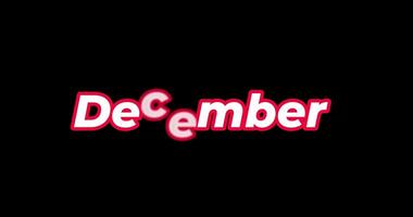 The word december is written in red on a black background video