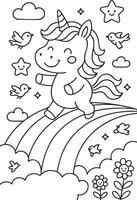 Mystical Unicorns Coloring Fun vector