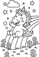 Magical Unicorn Coloring Fun vector
