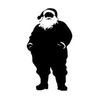 Silhouette of Santa Claus in winter attire with hands in pockets, bold graphic style, isolated on white background, symbolizing Christmas vector