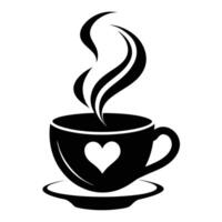 a black and white coffee cup with a heart on it vector