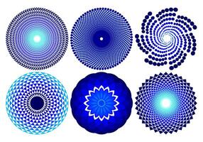 Abstract Blue Circular Geometric Pattern Set for Optical Illusion Backgrounds and Futuristic Digital Designs vector