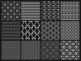 Geometric Black and White Seamless Pattern Set Minimal Abstract Line Art Backgrounds Collection vector
