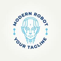 minimalist modern robot head artificial intelligence ai line art icon logo illustration design. simple modern technology robotic artificial intelligence logo concept vector