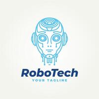 minimalist modern robot head technology line art icon logo illustration design. simple modern technology robotic artificial intelligence logo concept vector