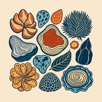 A set of different types of plants and flowers vector