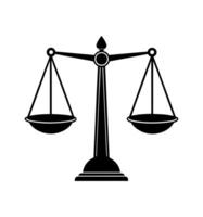 A black and white image of a scale of justice vector