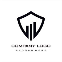 growing bar with shield logo design template icon vector