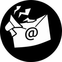 Email newsletter broadcast icon on black round background. vector