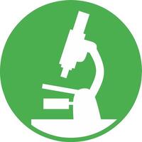 Microscope icon in the form of a silhouette on a green round background. suitable for symbolizing science vector