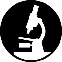 Microscope icon in the form of a silhouette on a black round background. suitable for symbolizing science vector
