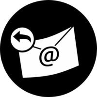 Reply email icon on black round background. vector