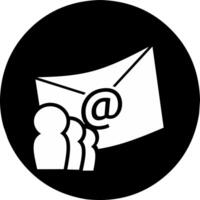 Email list group community icon on black round background vector
