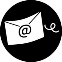 Email slow flying send icon on black round background. vector