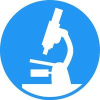 Microscope icon in the form of a silhouette on a blue round background. suitable for symbolizing science vector