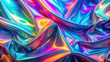 Abstract iridescent fluid fabric rendering creating a modern and vibrant aesthetic background photo