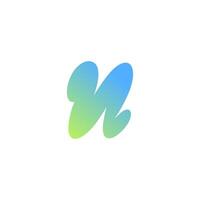 Letter N brush logo dynamic icon, nature soft color combination vector