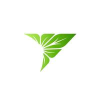 Abstract leaf modern arrow growth logo. fresh icon dynamic green color vector