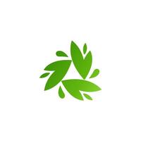 leaf triangle rotation simple logo template minimalist modern fresh colors dynamic green vector